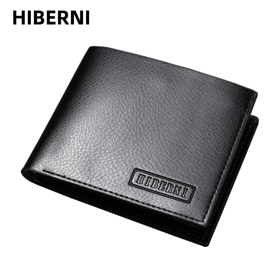 Мужской небольшой кожаный бумажник черный коричневый Премиум PU материал кошелек для монет на молнии монета с держателем для кредитных карт бренд HIBERNI - Цвет: black