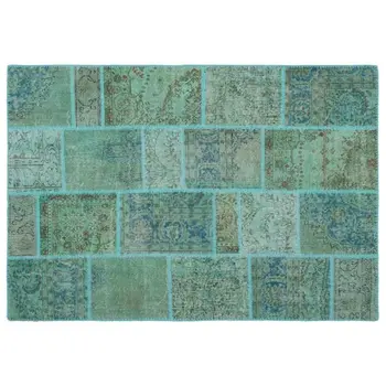 

Handmade Turquoise Vintage Overdyed Patchwork Area Rug 160x230 Cm-5'3''X7'7''