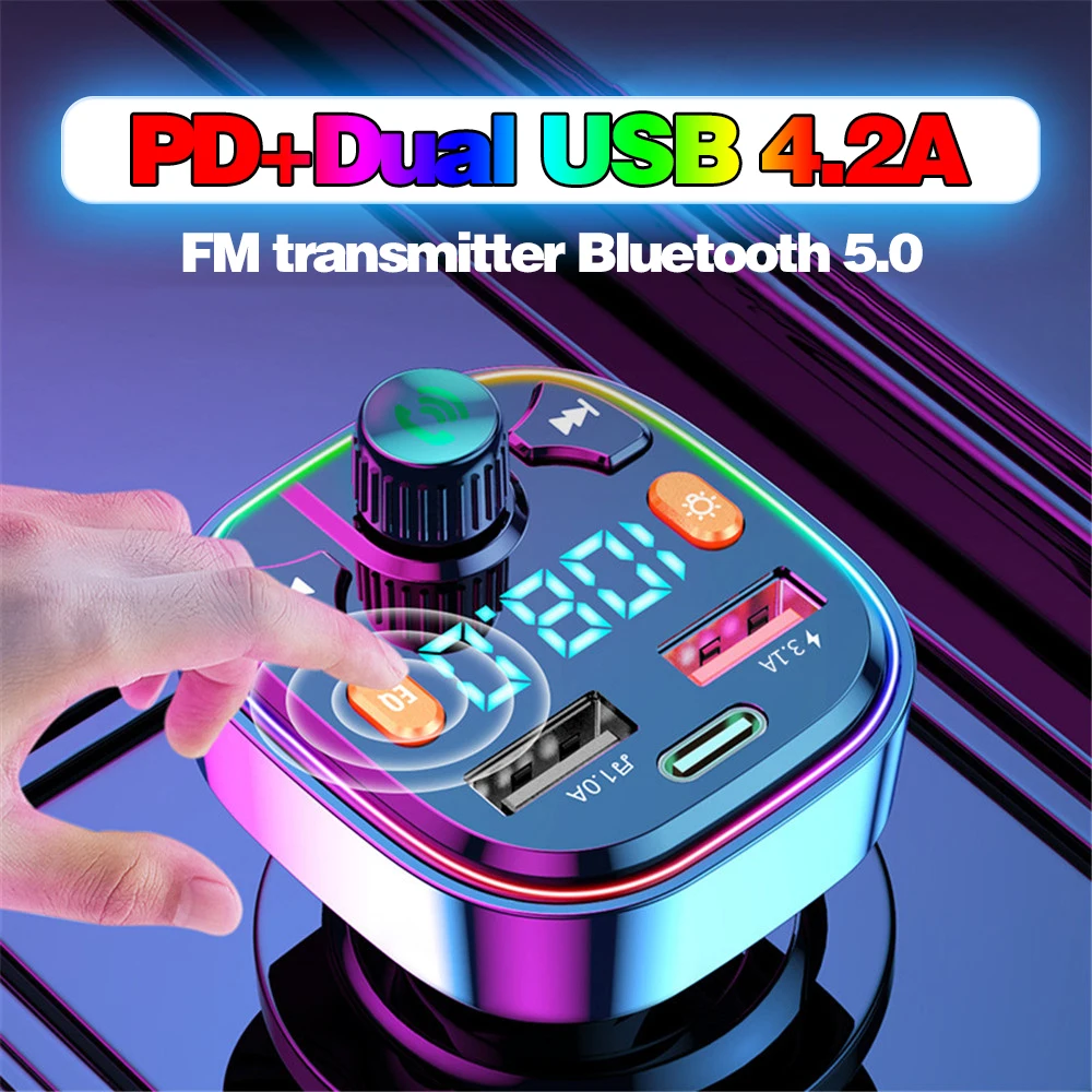 

Автомобильный FM-передатчик KEBIDU, Bluetooth MP3-плеер, беспроводной автомобильный комплект громкой связи с быстрой зарядкой PD Type-c и двумя USB-портами, 18 Вт