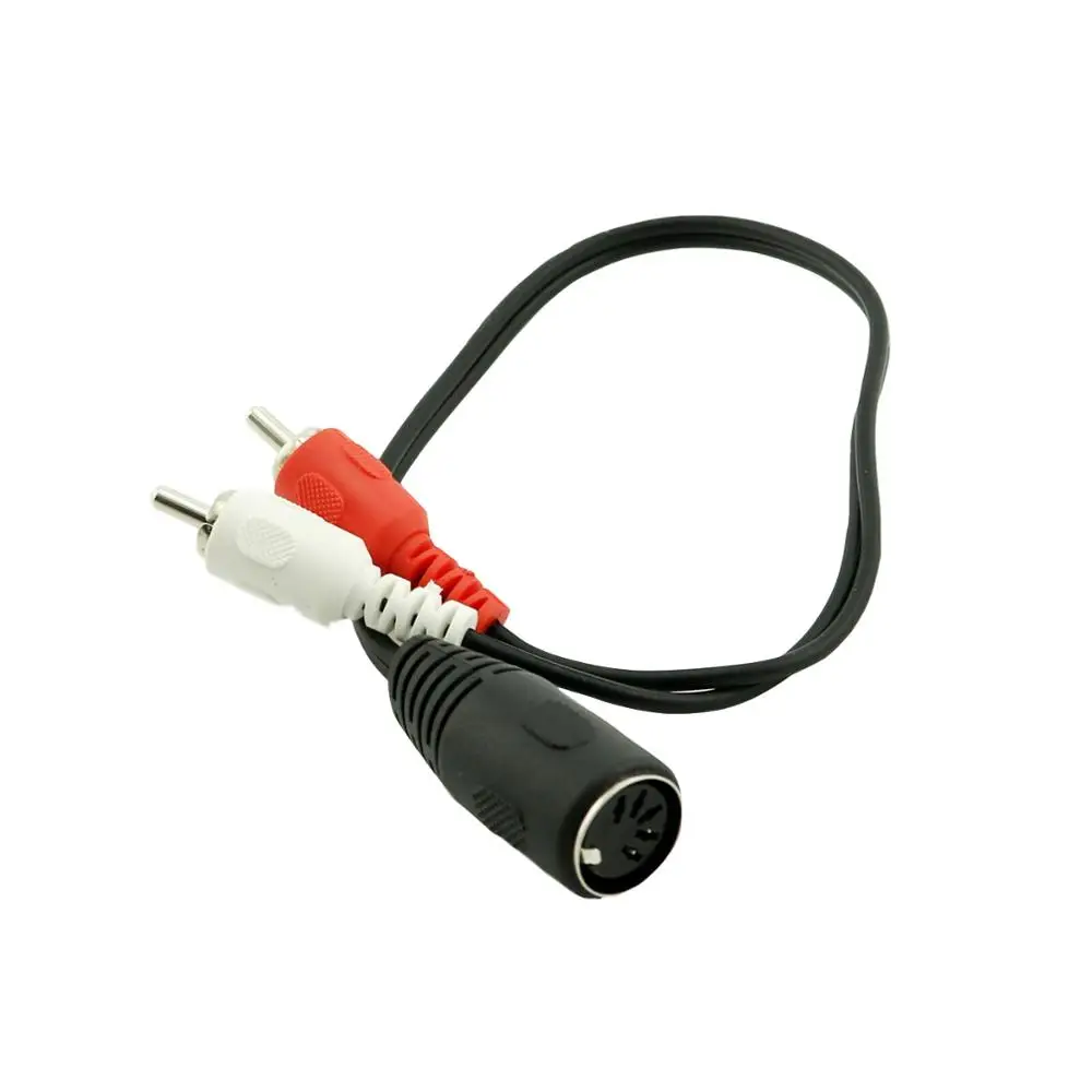 1 шт. 5Pin MIDI DIN Женский Джек адаптер До 2x RCA Phono мужской аудио соединительный кабель шнур никель покрытием 1ft/30 см
