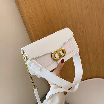 

Women's Classic Horseshoe Lock Crossbody Brand Fashion Design Chain Handbags Wide Shoulder Strap Messenger Bags