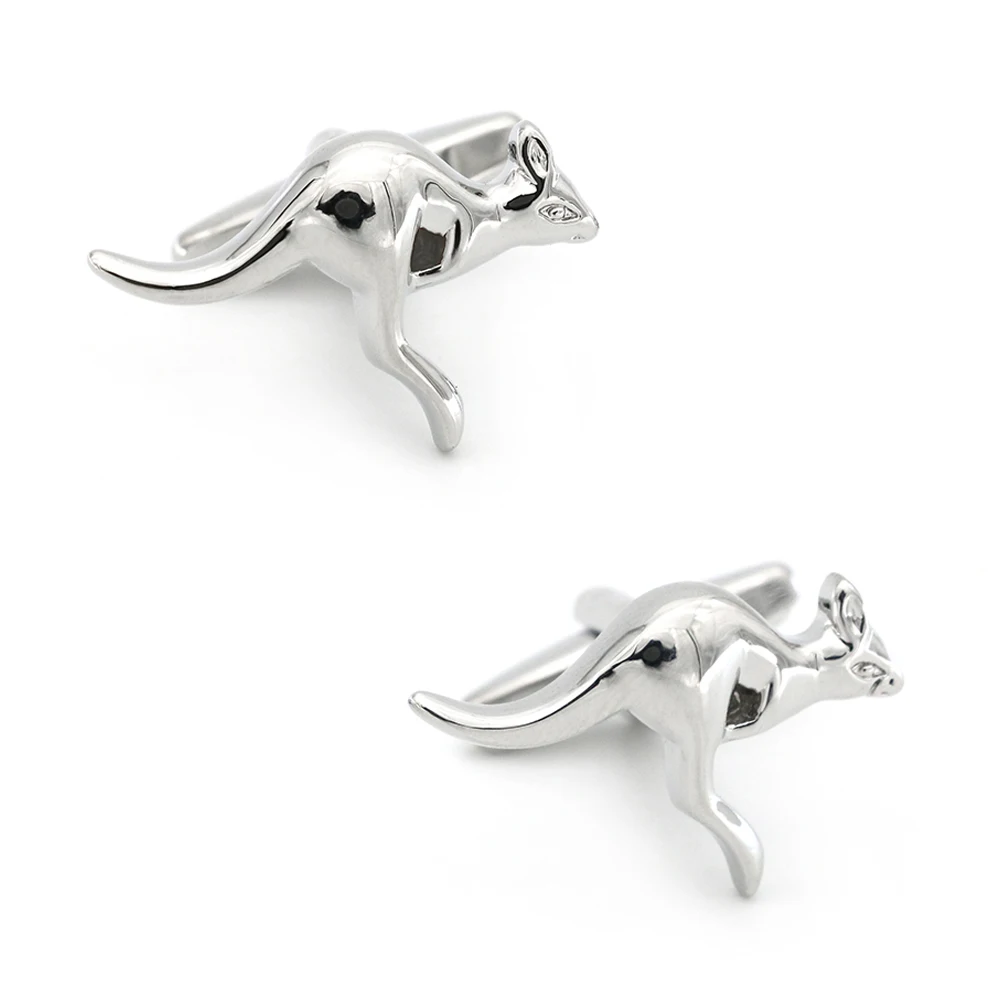 

Kangaroo Cuff Links For Men Animal Design Quality Brass Material Silver Color Cufflinks Wholesale&retail