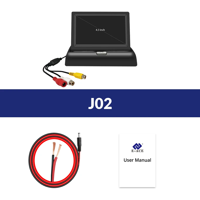J02 E-ACE, автомобильный монитор, 4,3 дюймов, складной, TFT, ЖК-дисплей, камера s, камера заднего вида, парковочная система для автомобиля, Мониторы Заднего вида, NTSC PAL - Цвет: J02
