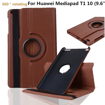 

360 Rotation PU Leather Cases Covers For Huawei Mediapad T1 10 (9.6") T1-A21W Flip Stand Smart Protector Tablet Covers Case+Pen