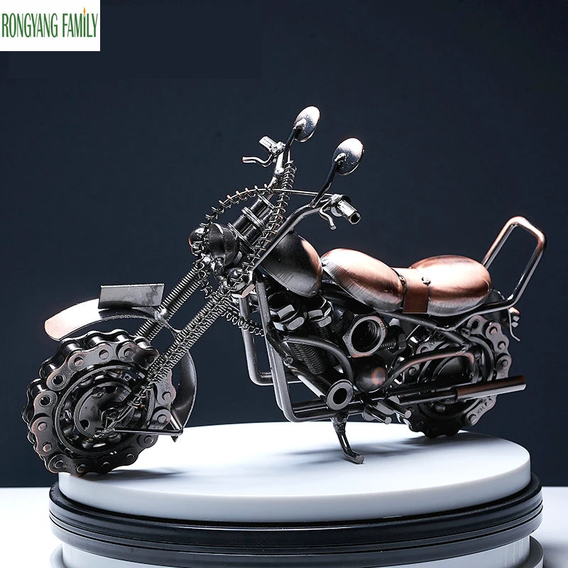 

Retro Motorcycle Sculpture Creative Autobike Living Room Office Bar Desktop Figurine Home Decor Autocycle Miniature Statue Craft