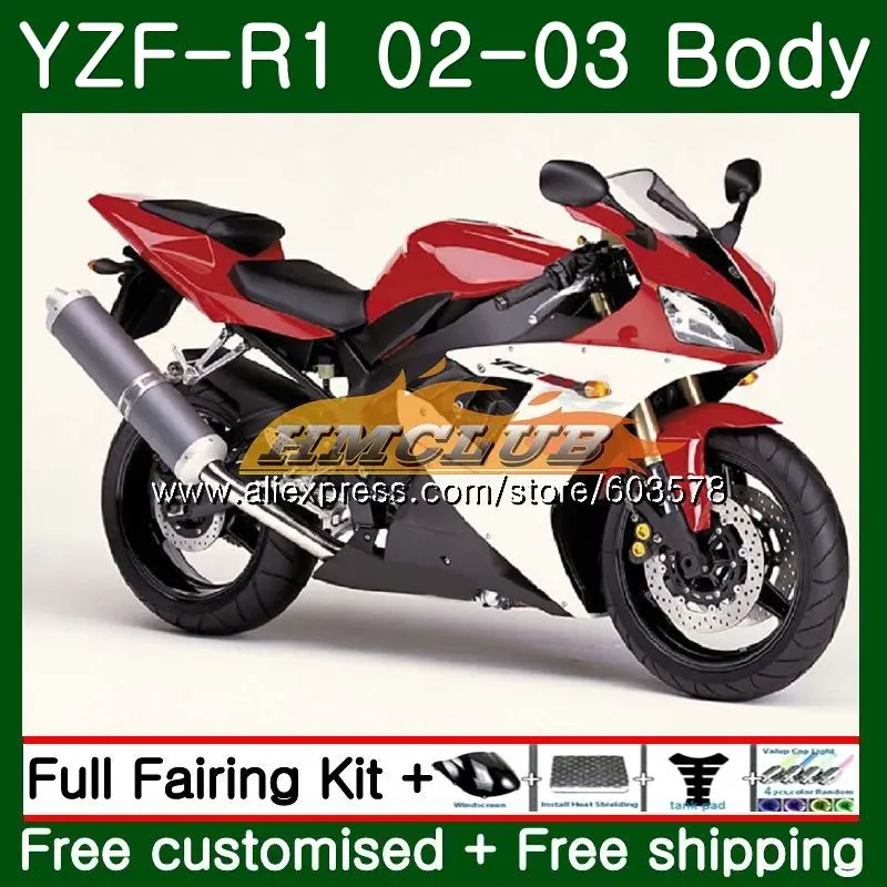 Для кузова Yamaha YZF R 1 YZF 1000 YZF-1000 2002 2003 60CL. 5 YZF R1 02-03 тела YZF1000 YZF-R1 YZFR1 02 03 обтекающий красный черный - Цвет: No. 1