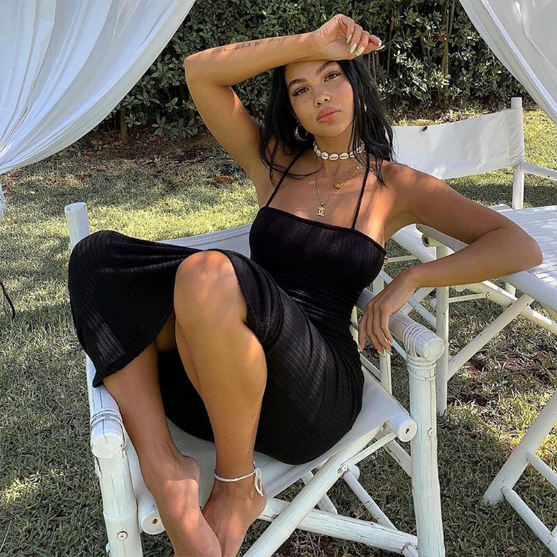 DISEYAR Long Dress Bodycon Women Sexy Spaghetti Strap Black Summer Casual Streetwear Backless Maxi Outfits 2021 DISEYAR Long Dress Bodycon Women Sexy Spaghetti Strap Black Summer Casual Streetwear Backless Maxi Outfits 2021