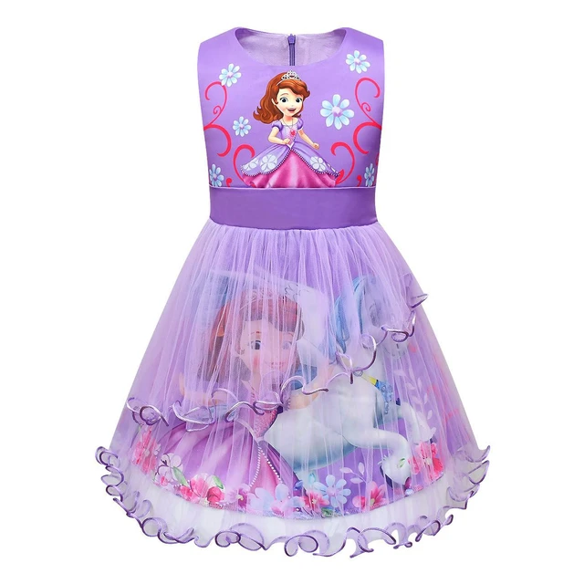 Disney princesa sofia meninas verão algodão vestido princesa