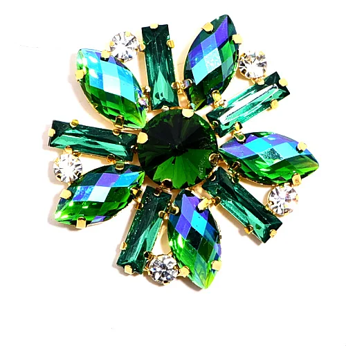 Emerald AB Красочные Стразы 5 см, аппликация в виде конского глаза, стрекозы, медаль со стразами для украшения свадебного платья B1326 - Цвет: Emerald AB