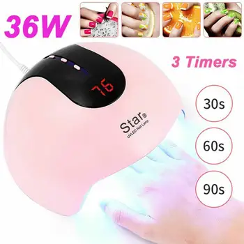 

Starlight Manicure Lamp LED Smart Screen Display 36W Phototherapy Machine Nail Polish Nail Lamp Removable Base Quick Dry
