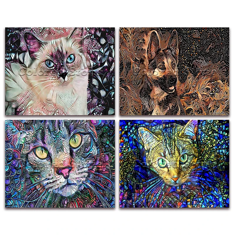 5D Full Square Diamond painting embroidery Cross stitch Animals Cat dog 3D DIY Round Drill Drawing mosaic 339 | Дом и сад