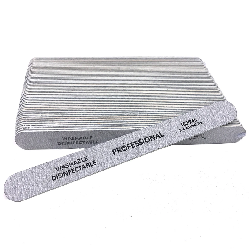 

50pcs Wooden Nail Files 180/240 Gray Sandpaper Double Sided Sanding Buffer Block Manicure Polishing Tool Professional Nail File