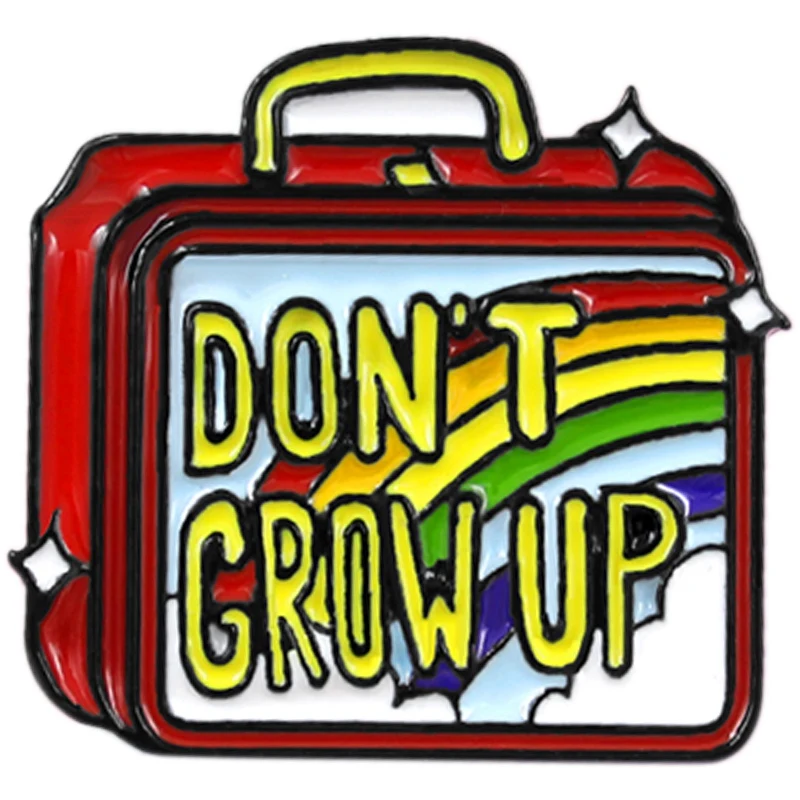 Эмалированная брошь &quotDon Grow Up" ручная кладь радуга ланч бокс свитер джинсовый