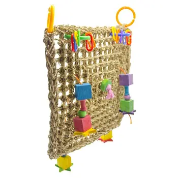 

Straw Braid Rope Net Hammock Ladder Bird Foraging Wall Toy for Parrot Parakeet Cockatiel Conure Cockatoo African Grey