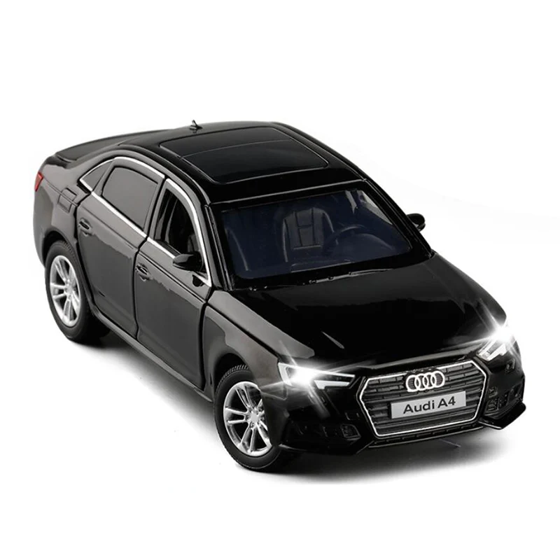 Модель автомобиля Audi A4 из сплава под давлением Спортивная черная белая со