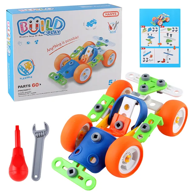Disassembly Car Building Blocks Assembling Engineering Car Children Stacking Puzzle Toy Plastic Screw Nut Non-Innovative 1