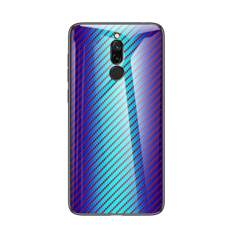 Цветной чехол из закаленного стекла для Xiao mi Red mi Note 7 5 6 8 Pro Pocophone F1 mi 8 mi A2 Lite 6X mi 9 SE 9 t, защитный чехол - Цвет: Blue
