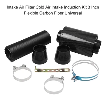 

Intake Air Filter Cold Air Intake Induction Kit 3" Flexible Feed Enclosed Intake Induction Pipe Hose Kit Carbon Fiber Universal