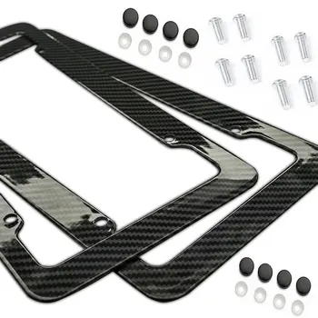 

Universal 1/2pcs License Plate Frame Carbon Fiber Plastic License Plate Frame Bracket with Standard Screw Kits