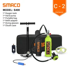 Smaco S400 Mini Scuba Tank, Duik Cilinder Met 16 Minuten Vermogen, 1 Liter Capaciteit Navulbare Ontwerp