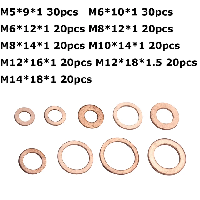 Joint D'étanchéité En Cuivre Solide, Rondelle, Bouchon De Vidange, Huile  Pour Bateau, Anneau D'étanchéité Plat, Pack D'accessoires Matériels,  280/250/200/120 Pièces - Rondelles - AliExpress