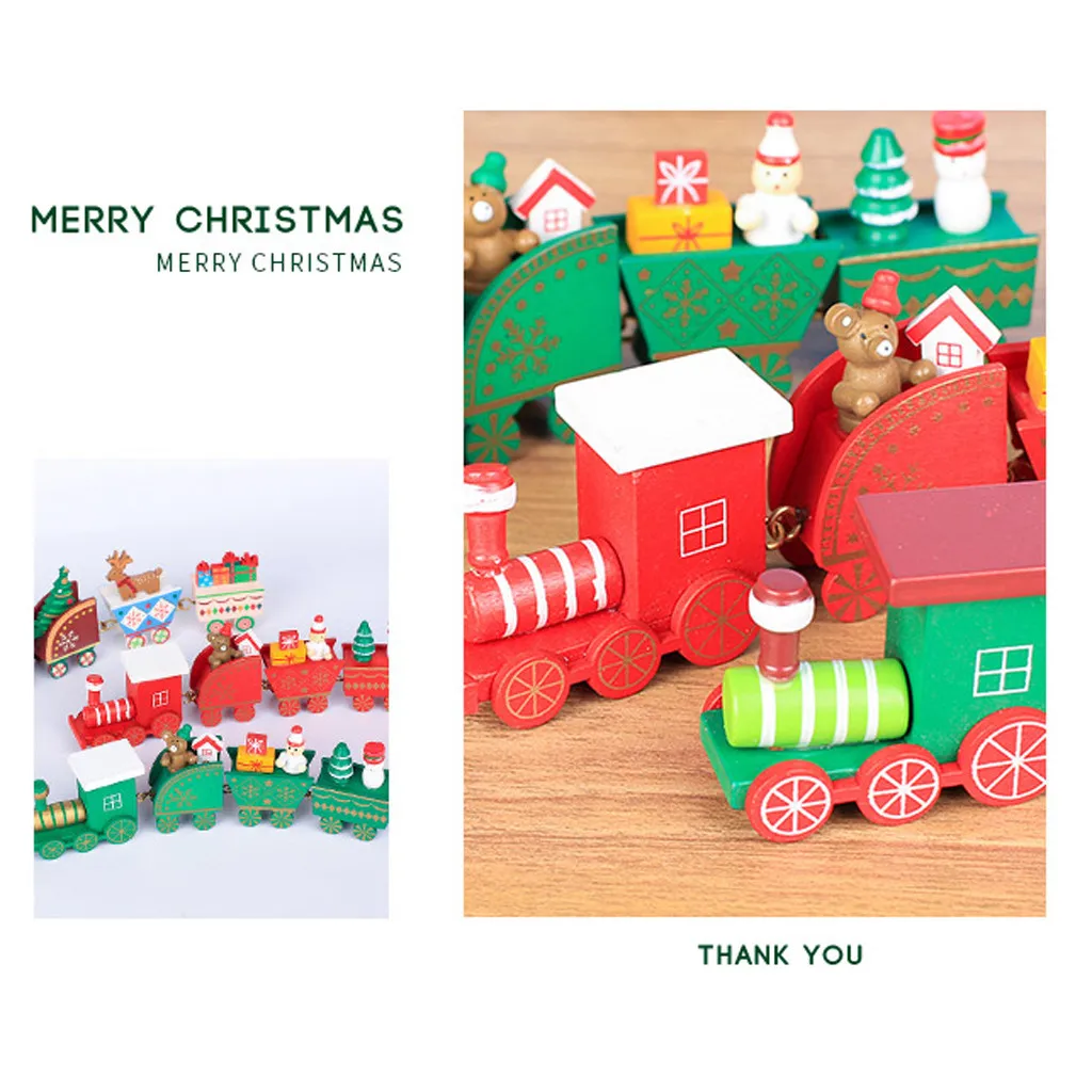 New Christmas Train Painted Wood Christmas Decoration for Home with Santa/bear Xmas kid toys gift ornament navidad new year Gift