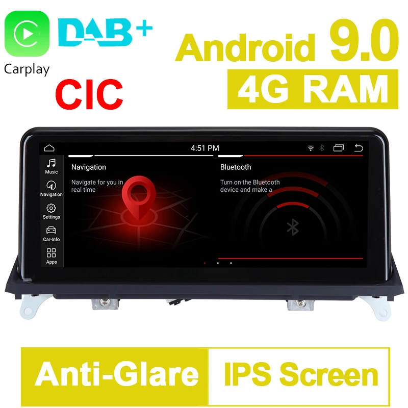 Система GPS-навигации для автомобиля 10 25 дюйма 4 + 64 ГБ Android 9 0 BMW X5 E70 X6 E71 2011- 2014 |