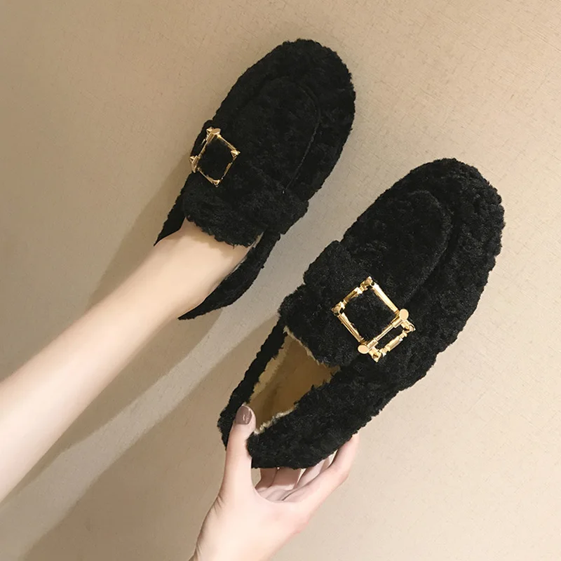 

Shoes Woman Comfortable And Elegant 2019 Fashion Women's Loafers Fur All-Match Casual Female Sneakers Round Toe Flats Modis