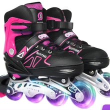 Качественные детские роликовые коньки обувь полный комплект и шлем защита колена дети встраиваемые коньки сверкающие колеса мигающий Катание на коньках
