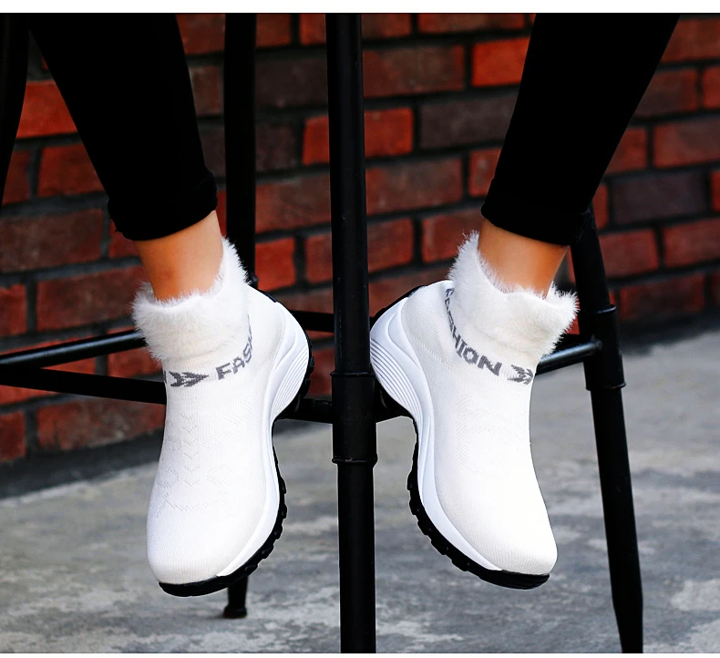 Botas invierno de talla grande para mujer, botas de tobillo con zapatos de abrigados para correr, zapatos deportivos con cordon