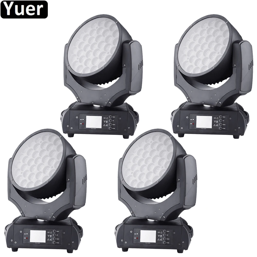 4Pcs/Lot RGBW 4IN1 LED Zoom Moving Head Light 37x15W DMX512 Wash Effect DJ Disco Party Club Bar Music Light Stage Lights