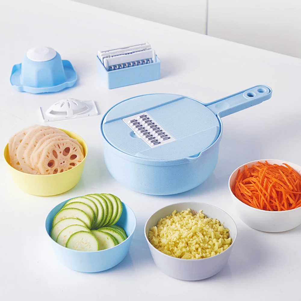 Damask Vegetable Cutter with Steel Blade Mandoline Slicer Potato Carrot Grater Scoop-shaped Multi-function Kitchen Tool |