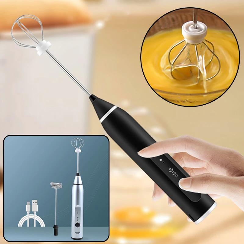 1pcs Egg Beater Electric USB Charging Egg Beater Handheld Milk Coffee Frother Drink Mixer Kitchen Egg Tool