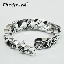 Мужской браслет подлинное серебро 925 пробы панк Мужская мода браслет мужские ювелирные изделия