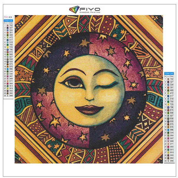 5D DIY Diamond Painting Sun and Moon Cross Stitch Kits Diamond Embroidery  Mosaic Cartoon Pictures Wall Sticker Art Home Decor