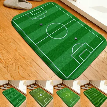 

Anti-skid Rectangle Entry Doormat Bedroom Football Field Ground Pattern Floor Mat Pad Kitchen Bathroom Living Room Door Rug