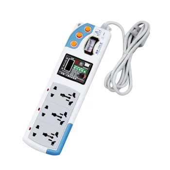 

10A 250V Lightning/Leakage Protection Power Strip with Voltmeter 9AC Outlet Extension 1.8/3/5M Power Cord Multipurpose socket