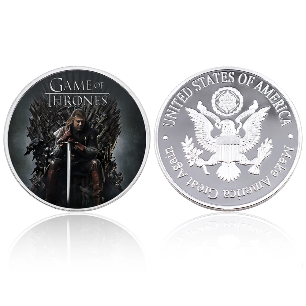 Home Decorative Non-currency Souvenir Coin 999.9 Silver Plated Game of Thrones Metal Coin Artwork - Цвет: style 8