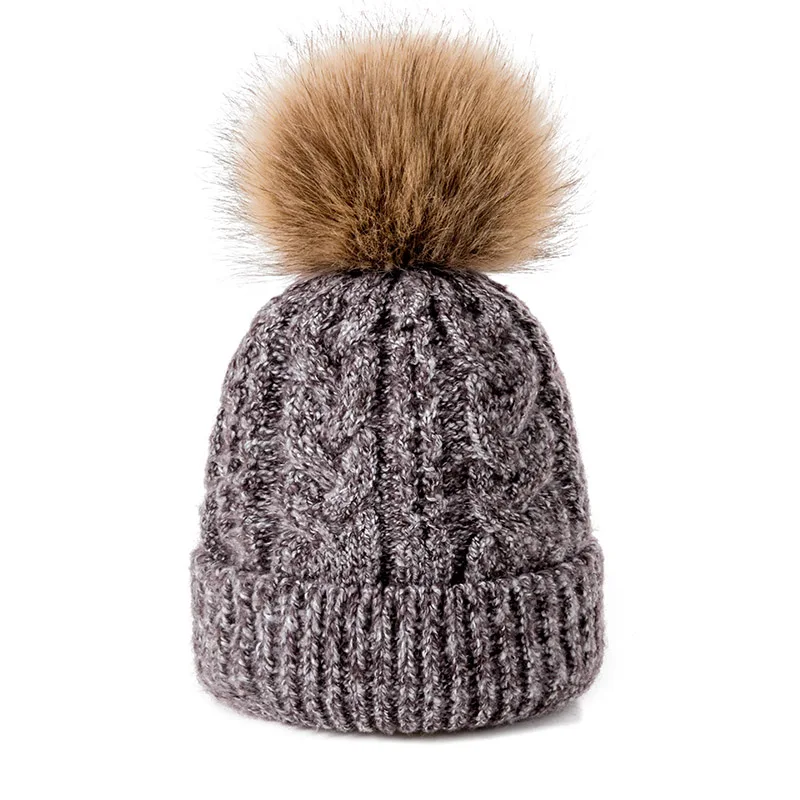 New Women's Hat For Women Winter Warm Knit Solid Color Wool Cap Warm Women's Skullies Beanies Hat Knitted Hats Casual Cap - Цвет: c