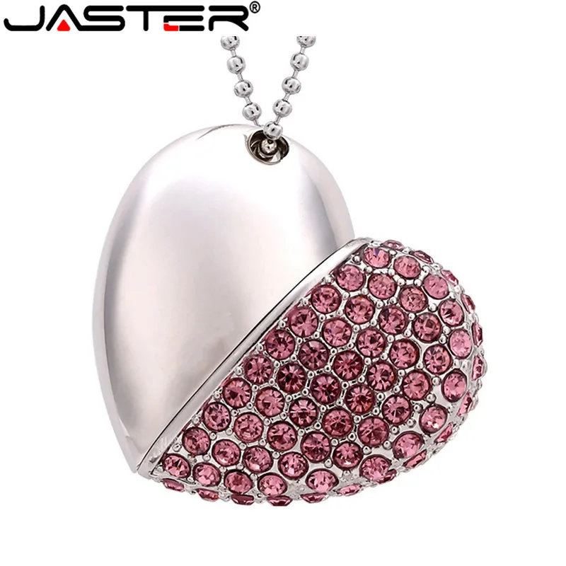 JASTER Кристальное сердце, USB флеш-накопитель, мини-накопитель, USB 2,0, 64 ГБ, 32 ГБ, 16 ГБ, 8 ГБ, 4 Гб, USB, подарок на день Святого Валентина, ручка-накопитель