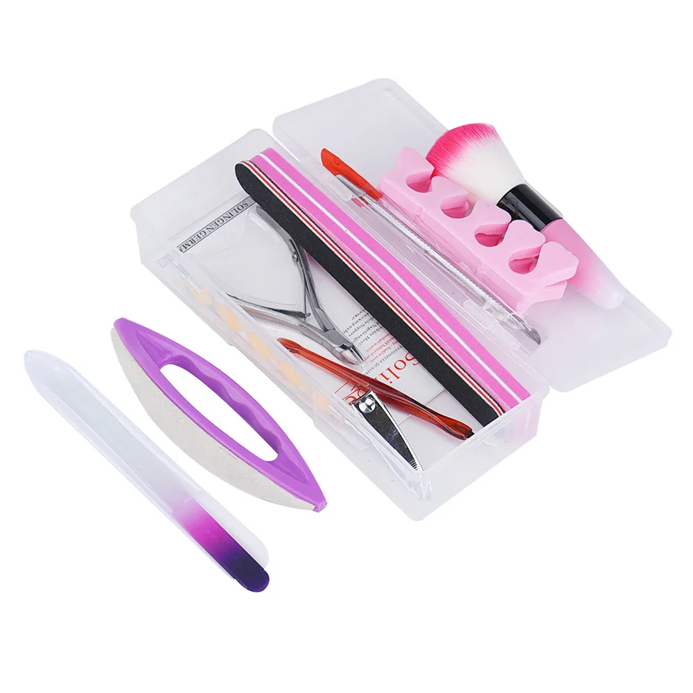 Маникюрный набор ножницы со щетками губка отскок заточенный карандаш из нержавеющей стали, для кутикулы толкатель для маникюрных салонов полный набор# YL5