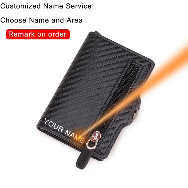 Minimalist Wallet Card-Holder Engraving Carbon-Fiber Blocking Rfid Credit Metal Safe