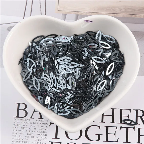 100Pcs/Pack 3*9MM Hollow Horse Eyes Sequins PVC Paillettes DIY Wedding Sewing Sequin Craft Garment Lentejuelas Accessories Metal Gray