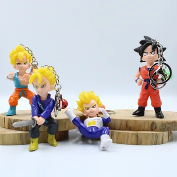 

4pcs/set Anime Dragon Ball Action Figure Keychain PVC Goku Vegeta Key Chain Car Keyring Bag Ornaments Toys Dolls Key Holder