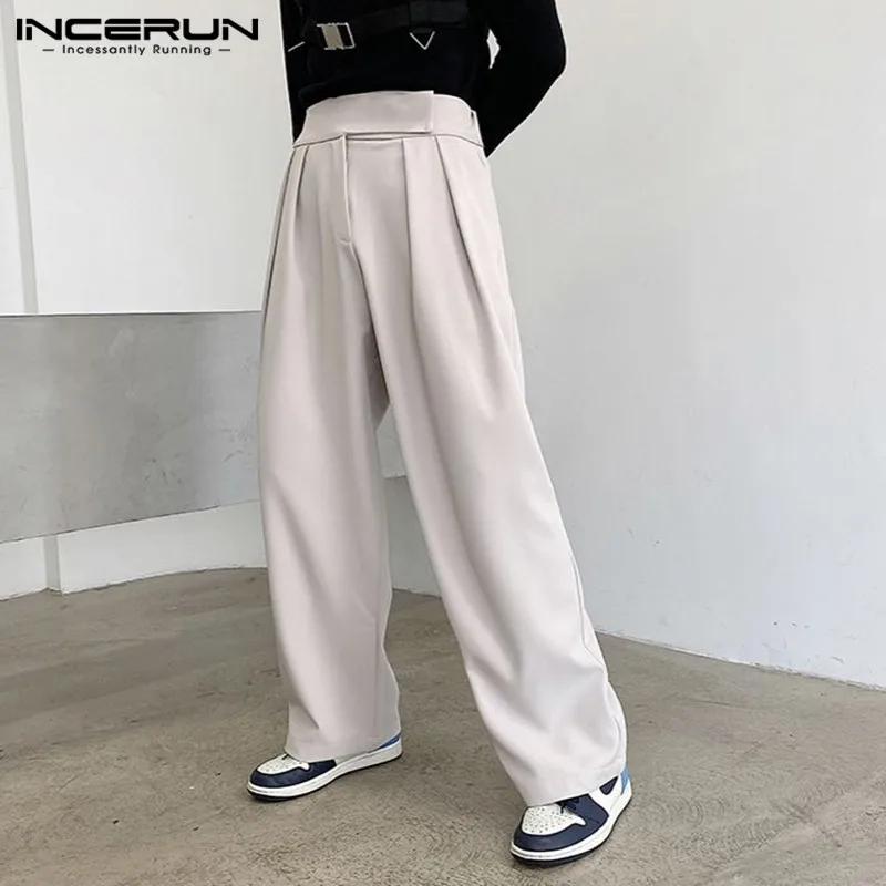 Trousers Joggers Casual-Pants Incerun Men Korean-Style High-Waist Fashion Zipper-Pantalones