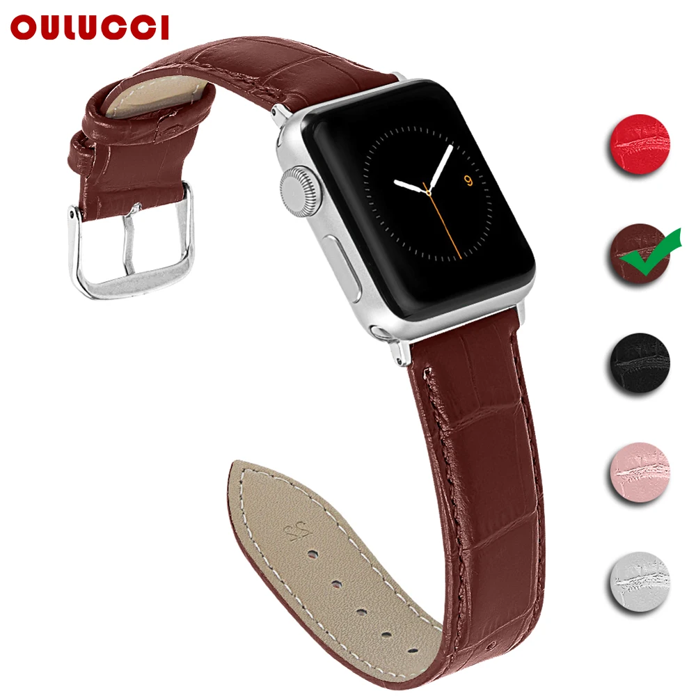 Кожаный ремешок Oulucci для apple watch series 5/4/3/2/1 Аксессуары iWatch band 38 мм/40 мм/42 мм/44 мм |