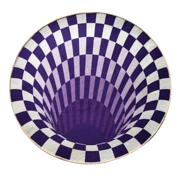 

NEW 2020 3D Washable Printed Round Vortex Illusion Pattern Anti-slip Carpet Door Mat Household