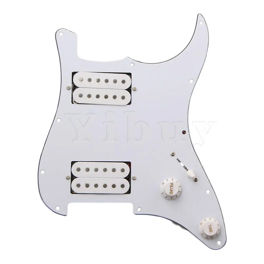 Yibuy белая Проводная пластина с 11 отверстиями HH humbucks для электрогитары|pickguard hh|loaded