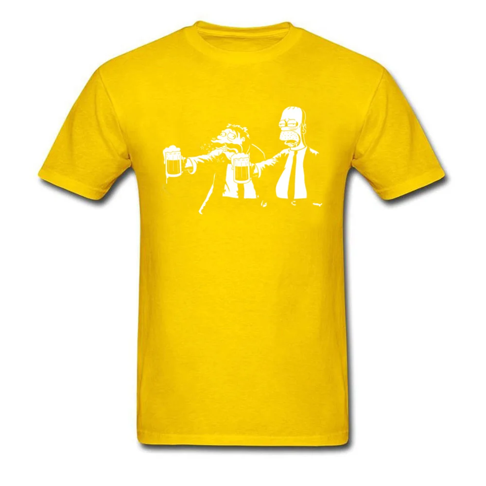 Slim Fit Men's Tshirts O-Neck Short Sleeve 100% Cotton Pulp_Simpson_2_7099 Tops Shirt Casual Sweatshirts Top Quality Pulp_Simpson_2_7099 yellow