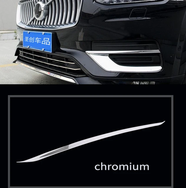 Für auto zubehör für volvo xc90 chrome dekoration 2020-2022 mid-net trim  front lip trim xc90 dekorative aufkleber - AliExpress